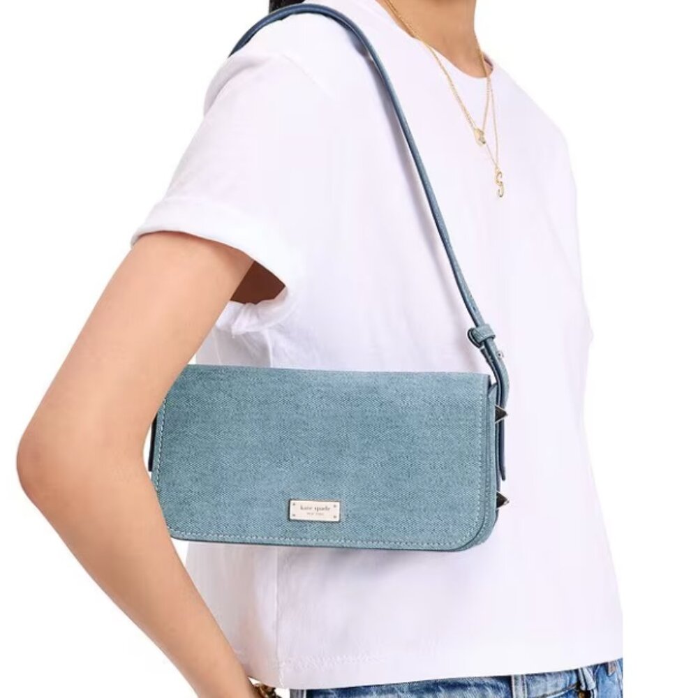 Kate Spade New York Liv Denim Suede Small East-West Shoulder Bag NWT - Picture 6 of 6